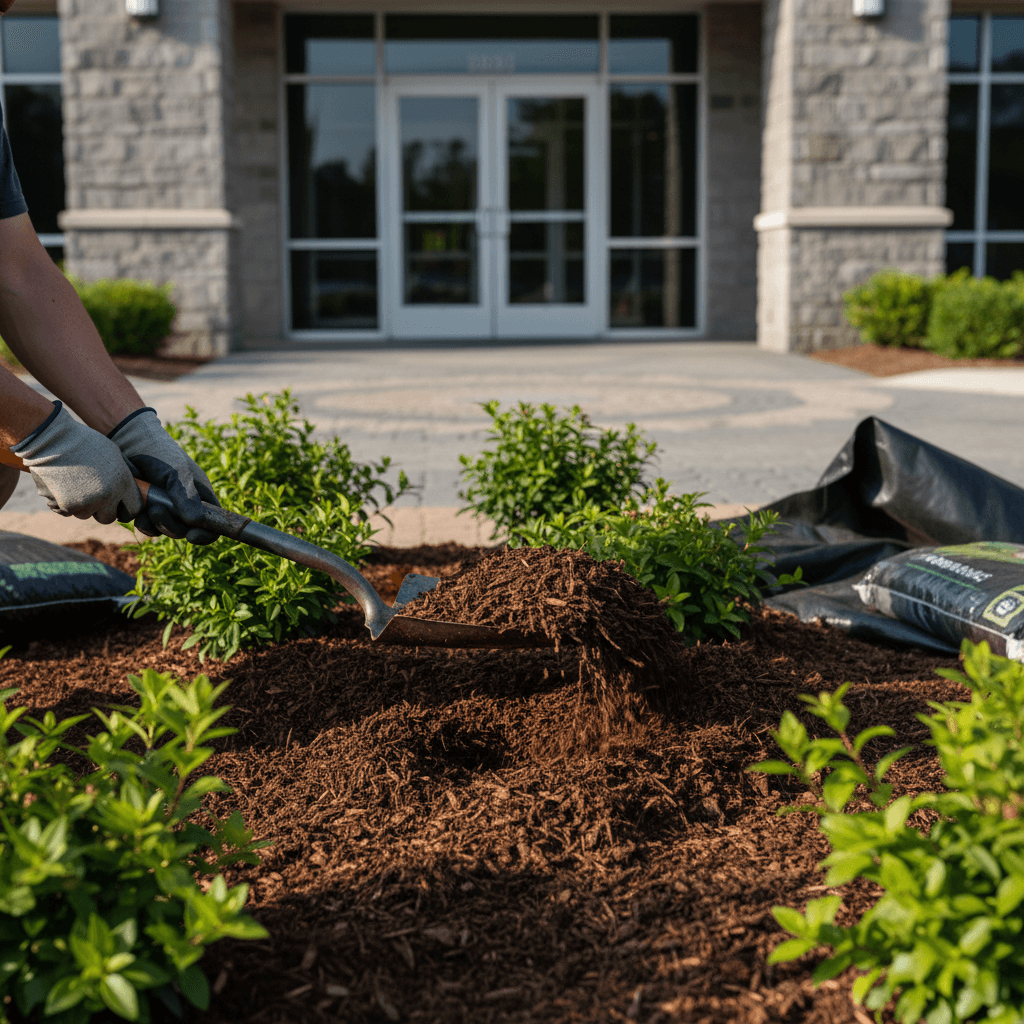 Commercial mulch installation and bed preparation