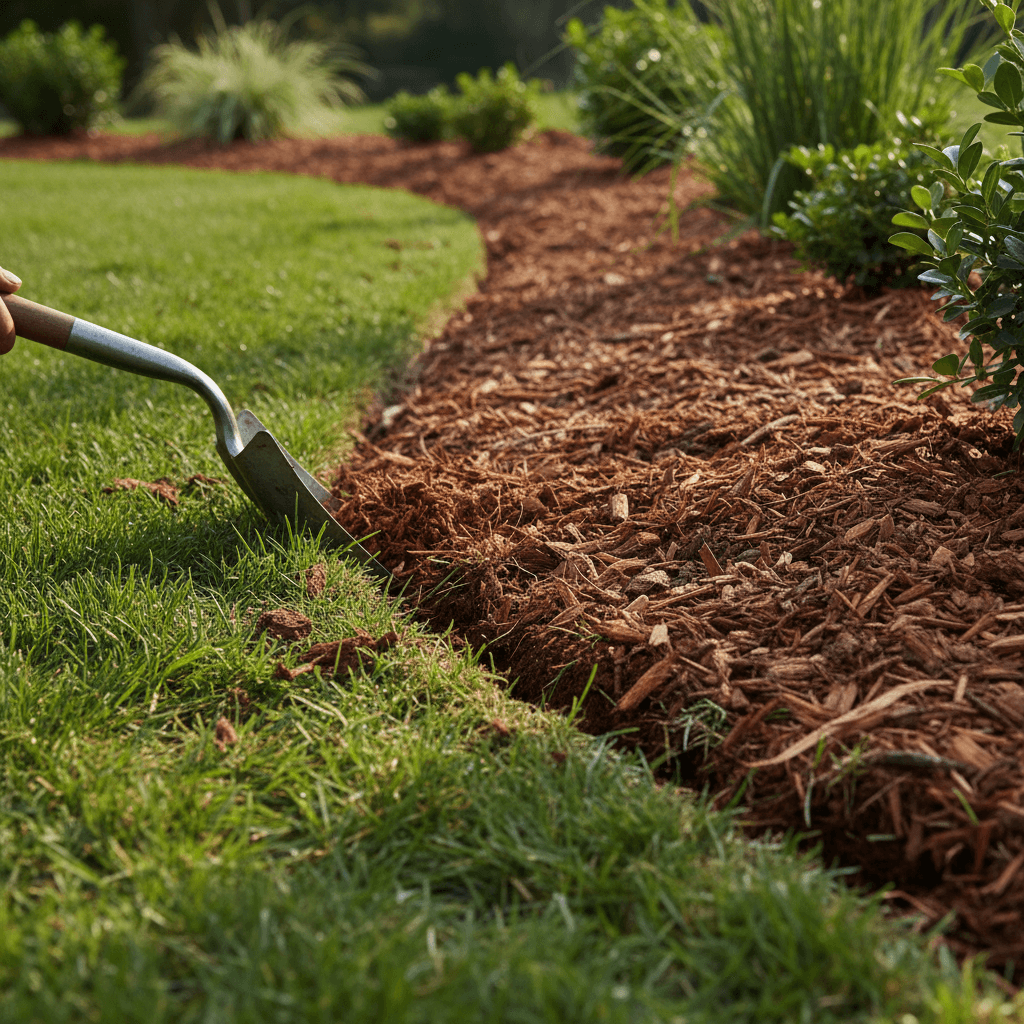 Landscape bed edging and border work detail