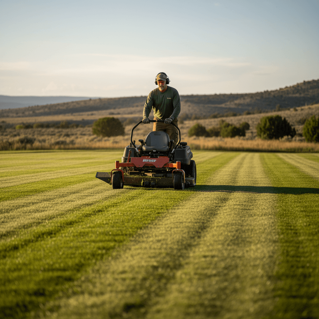 Routine lawn maintenance and mowing service
