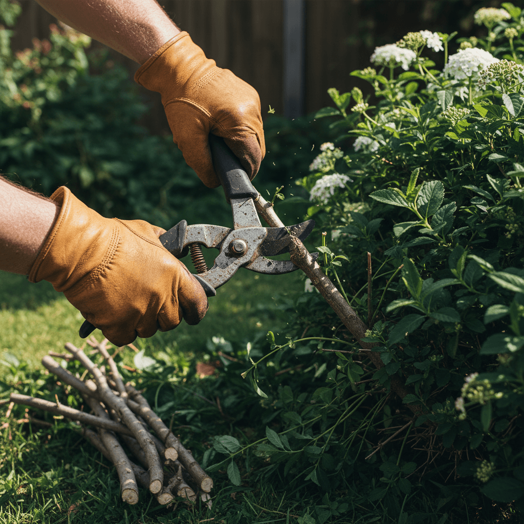 Professional pruning and shrub maintenance work